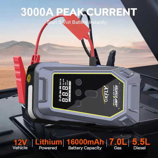 Portable 3000A Car Jump Starter Power Bank 12V Starting Device 150PSI Air Pump Car Battery Boosters Emergency Car Starter