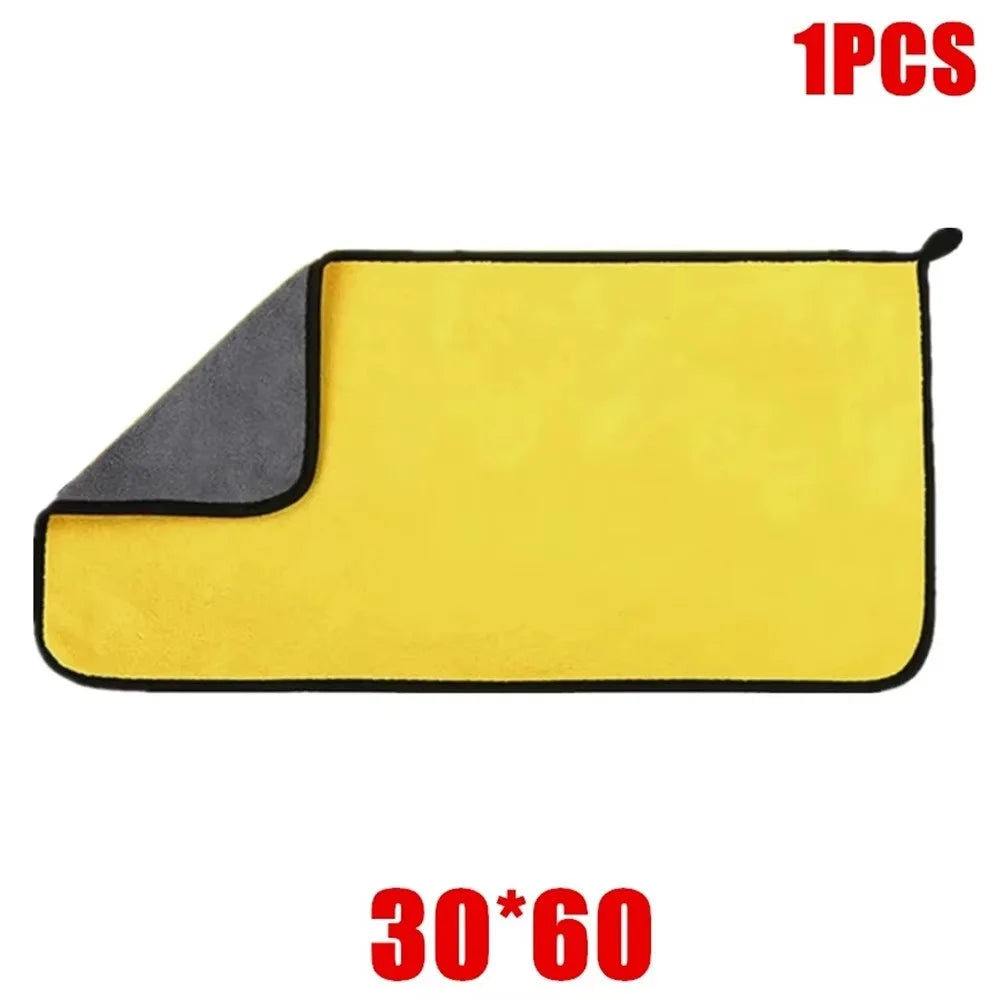 1/6pcs Microfiber Cleaning Towel Thicken Soft Drying Cloth Car Body Washing Towels Double Layer Clean Rags Car Accessories