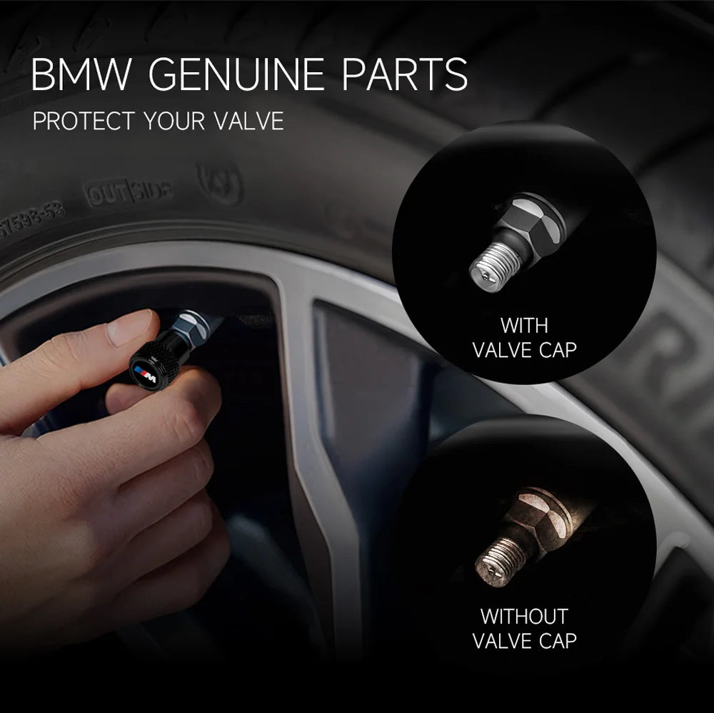 4PCS/set Car Tire Valve Metal Aluminum Alloy Valve Cap for BMW M X3 X5 X6 E90 E70 F30 Auto Accessories