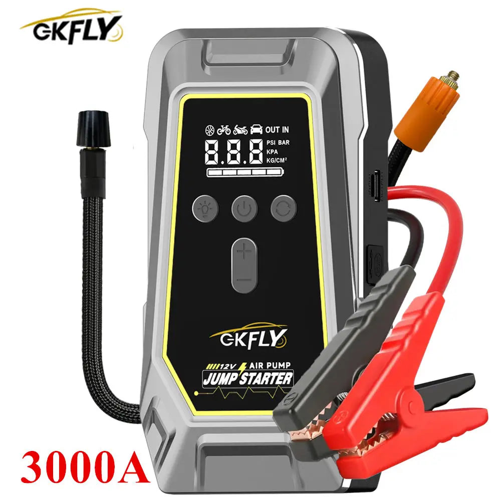 Portable 3000A Car Jump Starter Power Bank 12V Starting Device 150PSI Air Pump Car Battery Boosters Emergency Car Starter