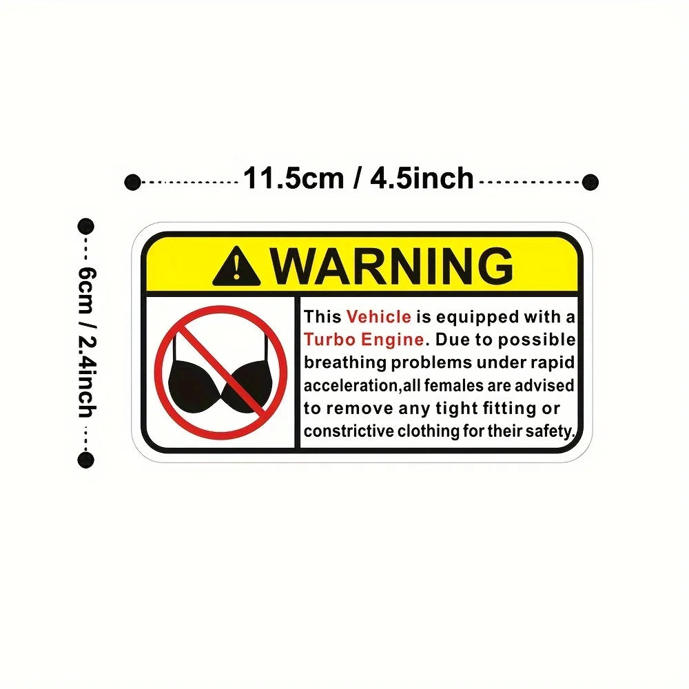 2PCS/SET Funny Turbo Engine Warning Waterproof Stickers Vinyl Decals for Car Truck Auto Decor
