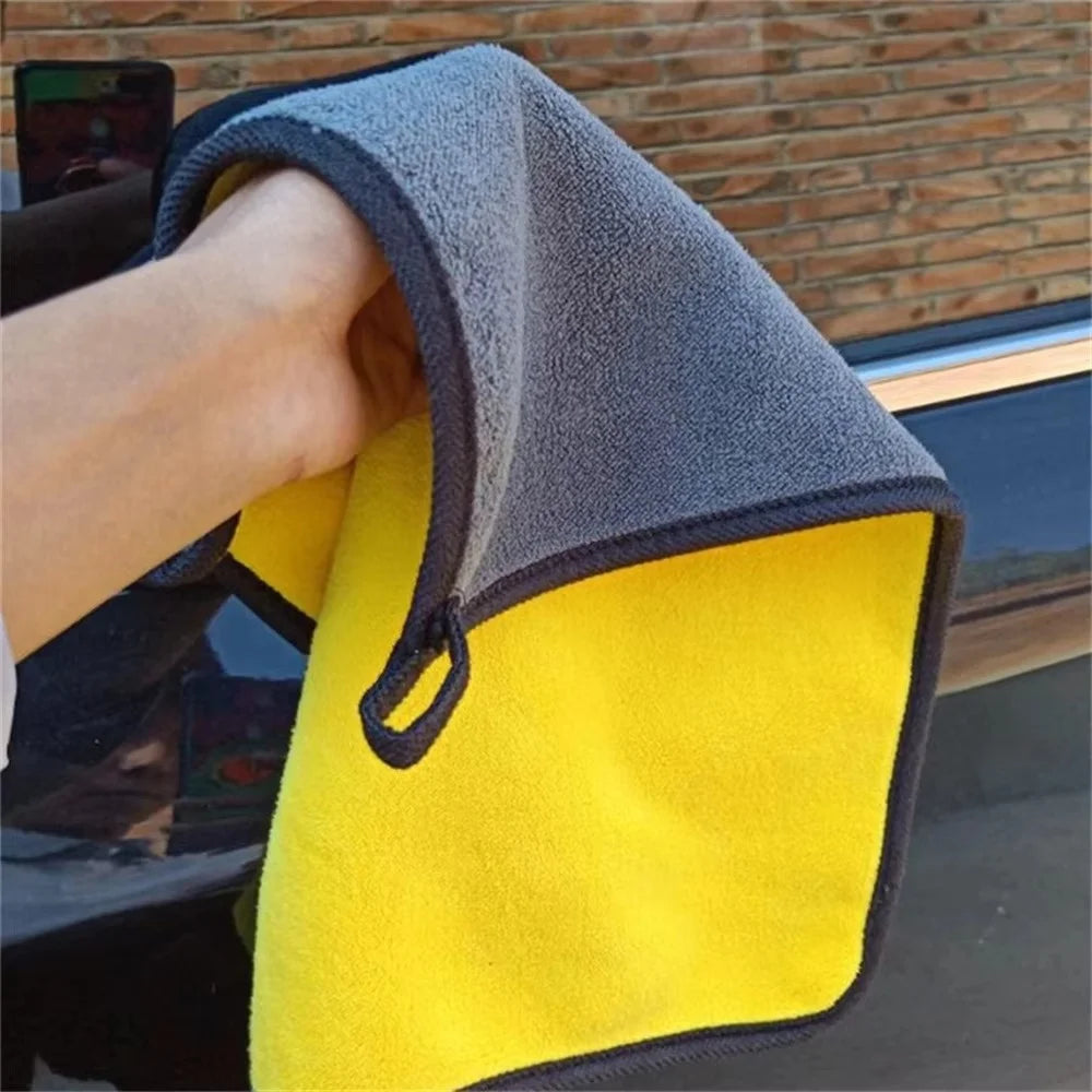 1/6pcs Microfiber Cleaning Towel Thicken Soft Drying Cloth Car Body Washing Towels Double Layer Clean Rags Car Accessories