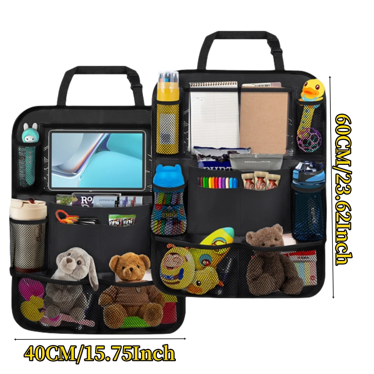 Car Seat Back Organizer 10 Storage Pockets with Touch Screen Tablet Holder Protector for Kids Children Car Accessories