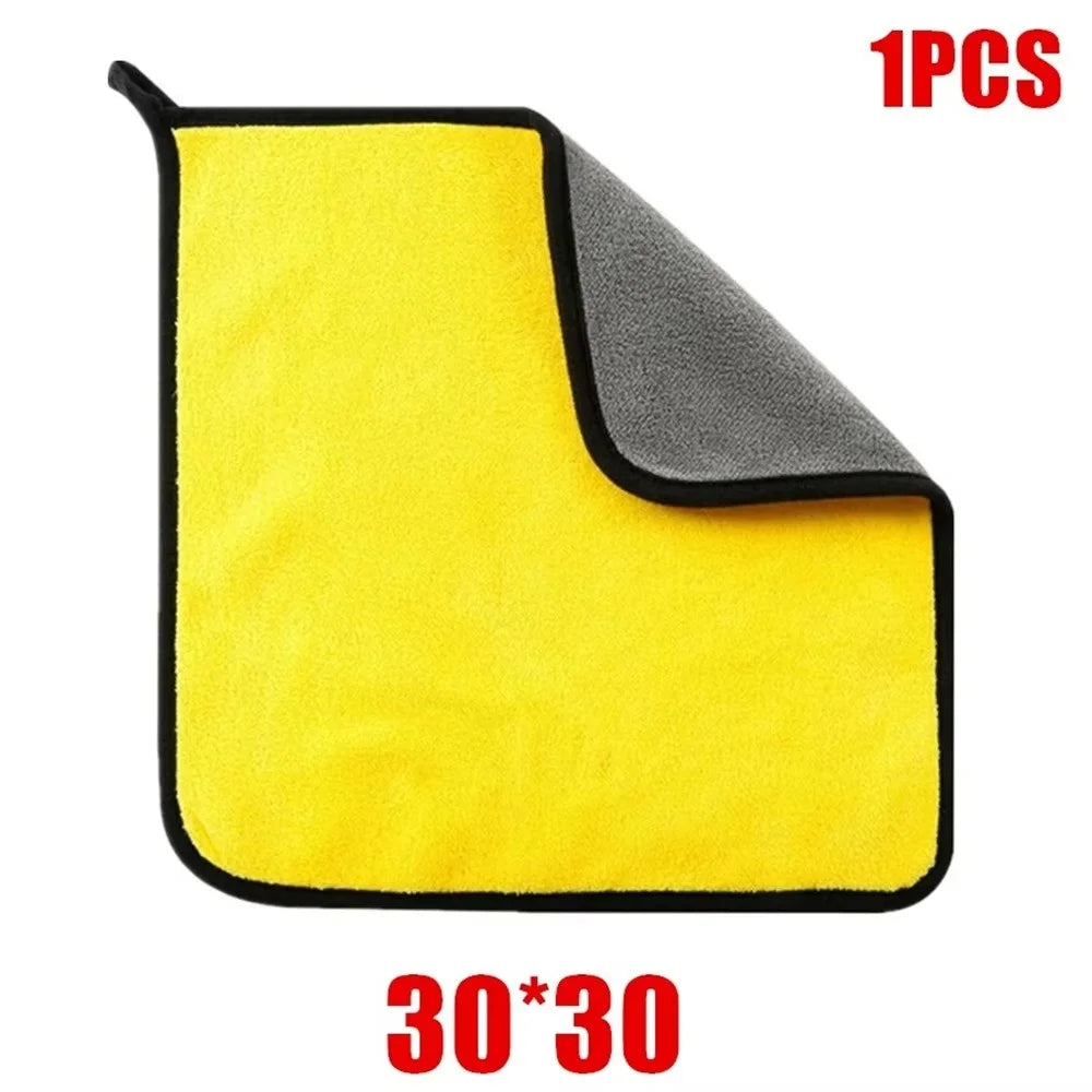 1/6pcs Microfiber Cleaning Towel Thicken Soft Drying Cloth Car Body Washing Towels Double Layer Clean Rags Car Accessories