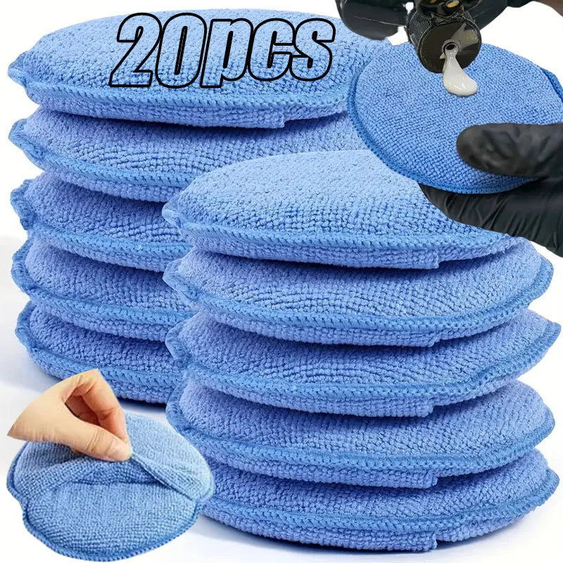 1/20pcs Car Detailing Applicator Pads Car Care Waxing Polish Sponge Soft Microfiber Round Pocket Foam Sponges Car Cleaning Tools
