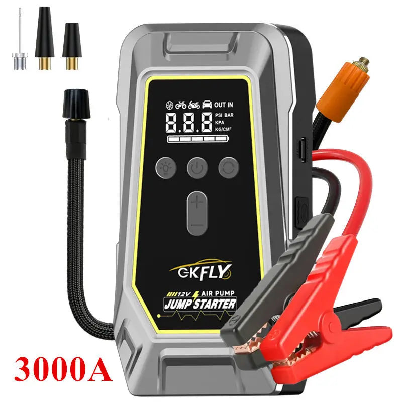 Portable 3000A Car Jump Starter Power Bank 12V Starting Device 150PSI Air Pump Car Battery Boosters Emergency Car Starter