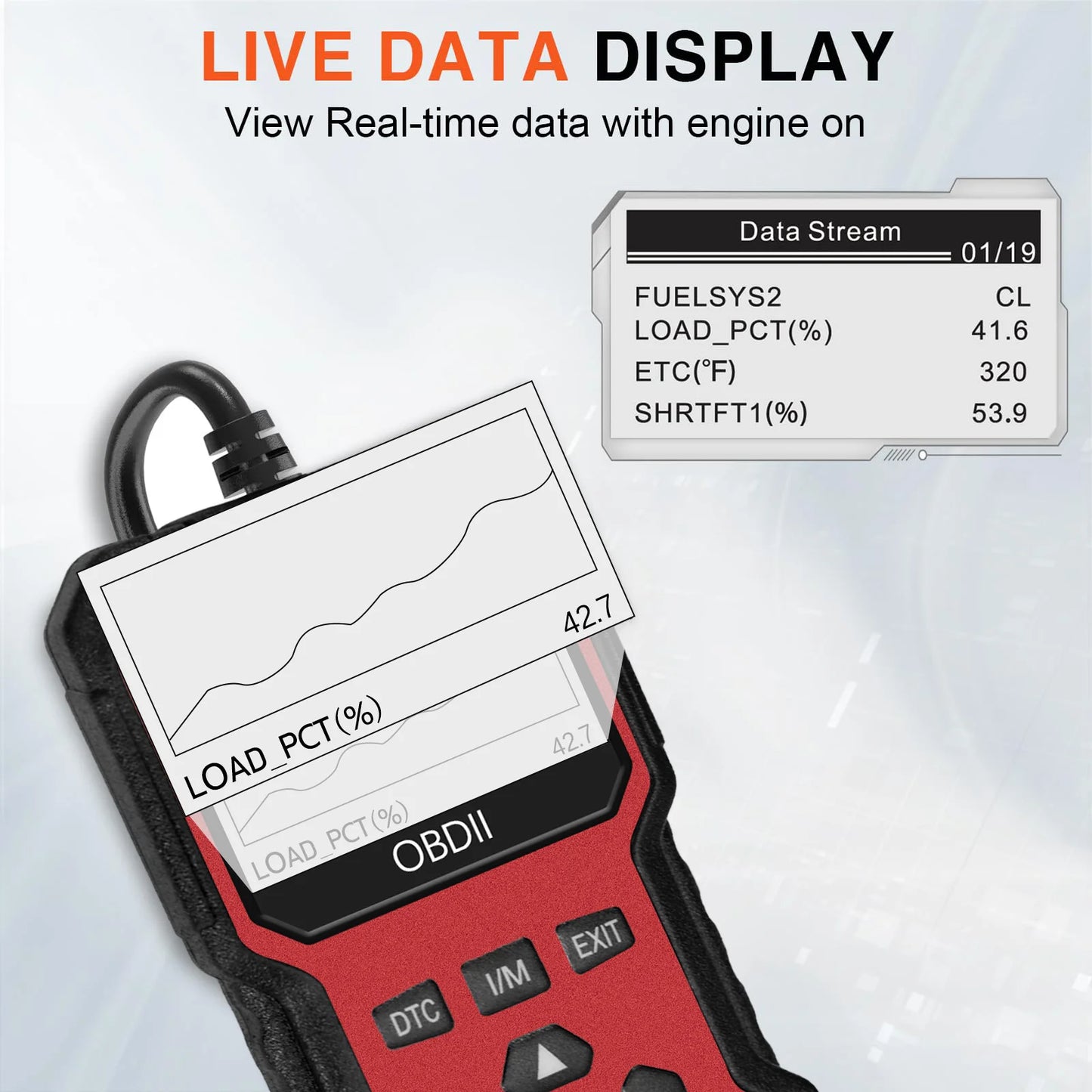 Scanner Code Reader Car Diagnostic Tool Engine Fault Code Reader for Turn Off CEL with Live Data/Freeze Frame/I/M Readiness for