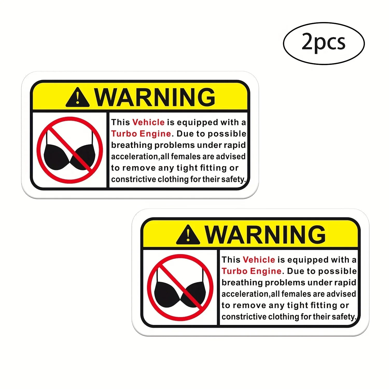 Turbo Engine Warning Waterproof Stickers